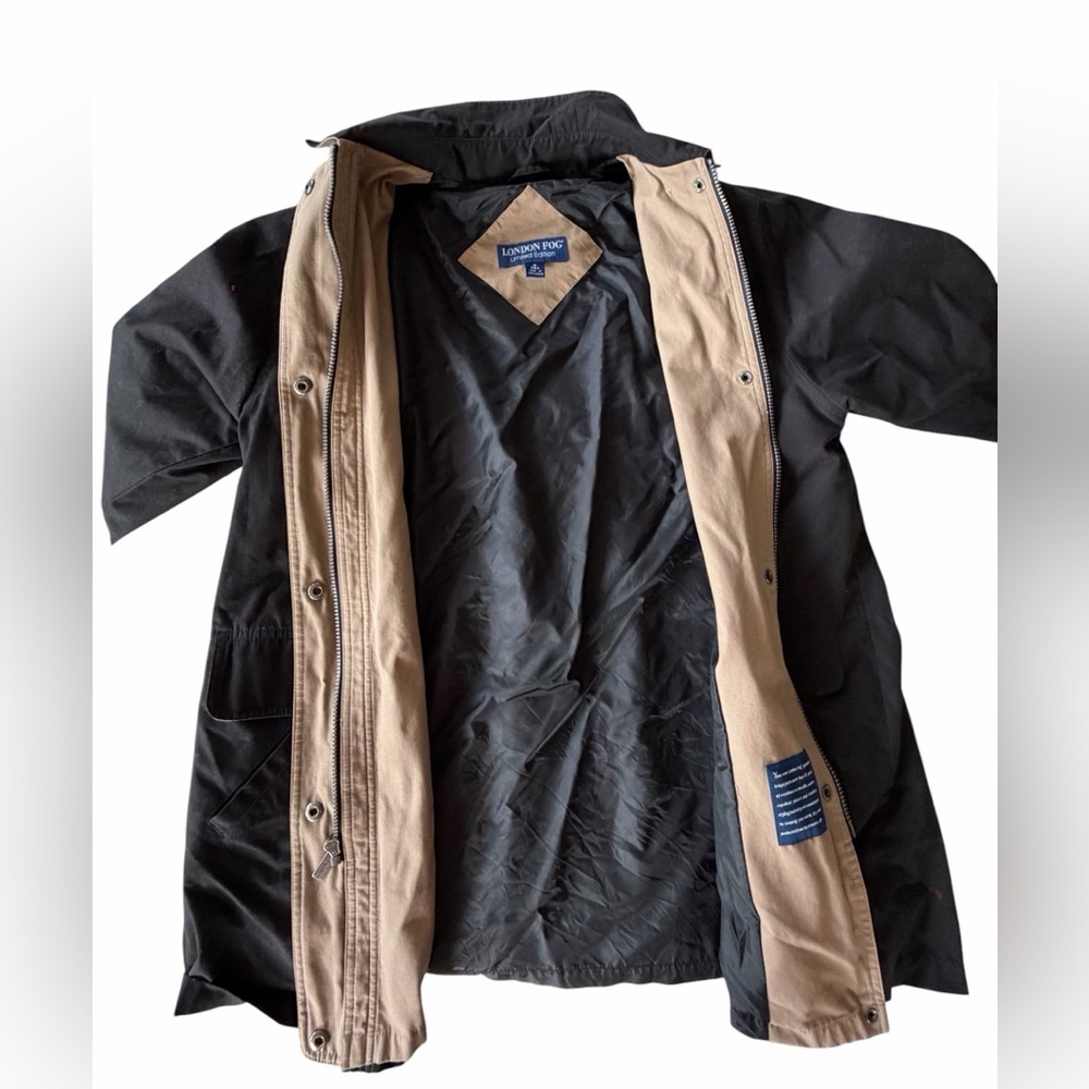 London Fog Women's Vintage Trench Coat Black/Beige 90’s Classic Outdoor Size S - Picture 7 of 11